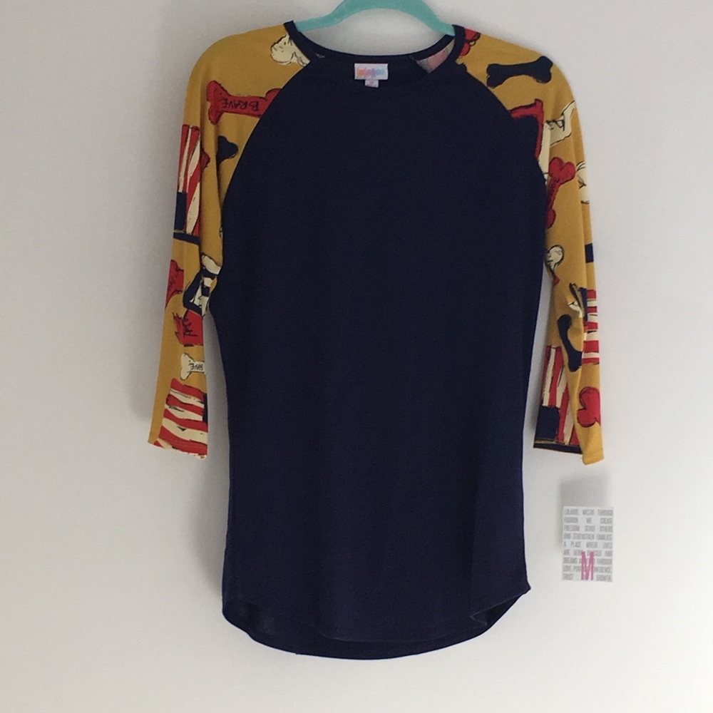 Patriotic dog NWT Baseball Tee - Dog w flag